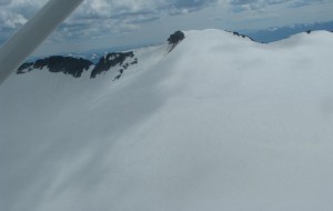 A wider shot of the Kokanee Glacier that captures its wide expanse.